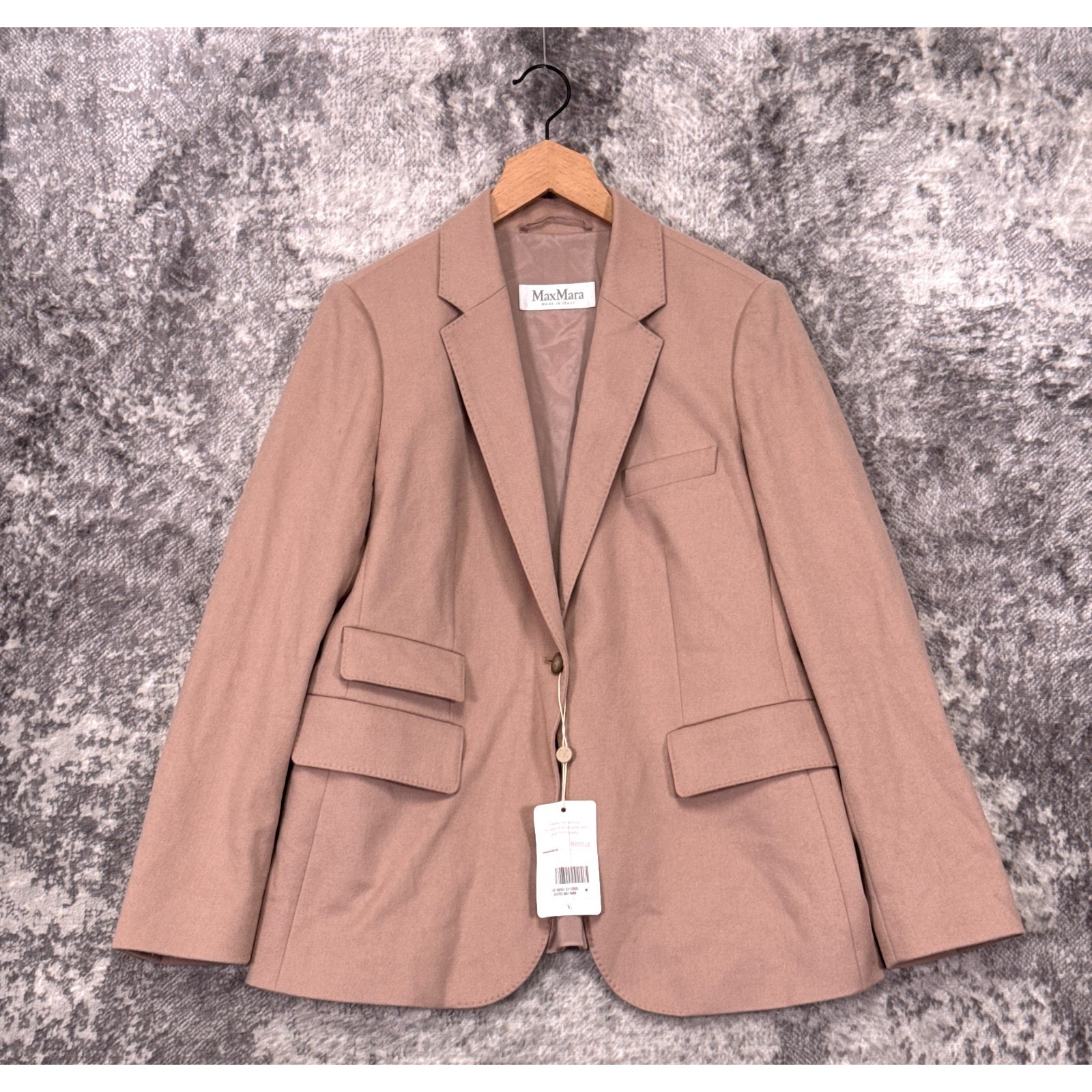 New Max Mara Jacket Us 14 Womens Angora Rabbit Hair Wool Blazer Nude